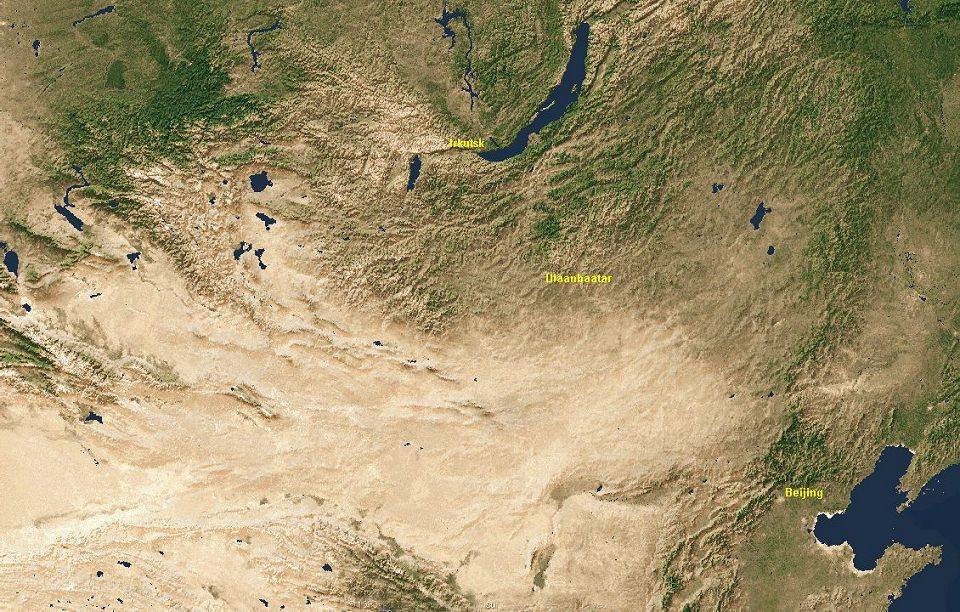 Satellietfoto Mongoli overdag